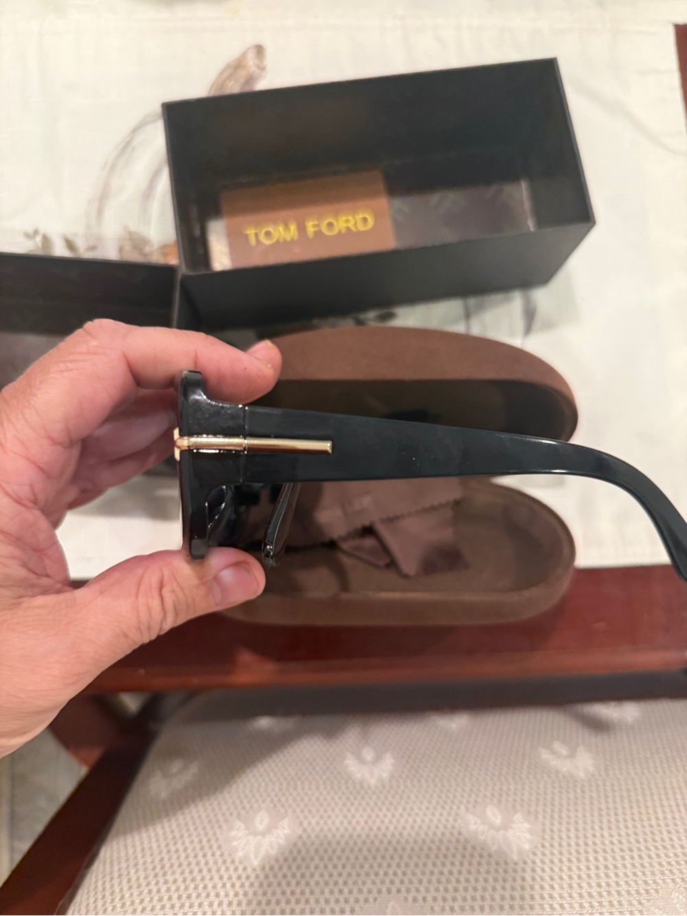 Tom Ford Black Sunglasses with Gold Temple Detail
